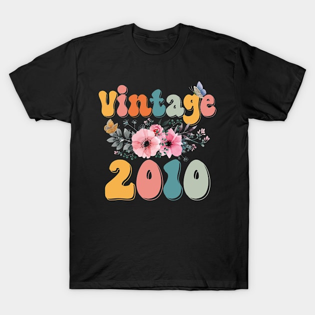 Vintage 2010 Floral Retro Groovy 13th Birthday T-Shirt by Kens Shop